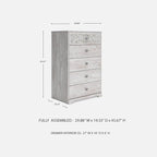 Signature Design by Ashley Paxberry Boho 5 Drawer Chest of Drawers, Whitewash