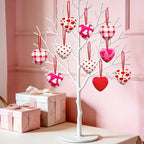 Valentines Hearts Ornaments,12PCS Fabric Heart Hanging Ornaments,Red Pink Hearts Shape Baubles Bulk for Valentines Tree Wedding Anniversary Party DIY Crafts Decorations 1.8 inch
