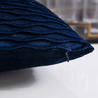 Navy Striped Couch Pillow Cases: 2 Pack 18x18 Inch Original Velvet Square Throw Pillow Covers for Farmhouse Home Decor