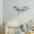 LIYOUYA Whale Metal Wall Decor - Ocean Life Art Room Decor Simple Line Black Wall Art Home Decor for Living Room, Bathroom, Bedroom, Dining Room (Black)