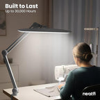 Neatfi XL Nail Desk Lamp with Clamp, 2200 Lumens, 20-Inch Wide Head, Dimmable 4 Levels, 6500K, LED Task Light for Manicure Table, Crafts, Workbench, Office (Non-CCT, Silver)