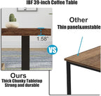 IBF Rustic Coffee Table, Industrial Simple Wooden Living Room Table, Modern Minimalist Farmhouse Rectangle Center Table, Wood and Metal Vintage Tea Coffee Table for Home Bedroom, Rustic Brown, 39 Inch