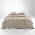Olive + Crate Tencel Eucalyptus Cooling Duvet Cover Set - Hypoallergenic, Lyocell Tencel Duvet Cover - Temperature Regulating with Hidden Button Closure & Corner Ties - King Size [Taupe Sand]