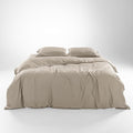 Olive + Crate Tencel Eucalyptus Cooling Duvet Cover Set - Hypoallergenic, Lyocell Tencel Duvet Cover - Temperature Regulating with Hidden Button Closure & Corner Ties - Queen Size [Taupe Sand]