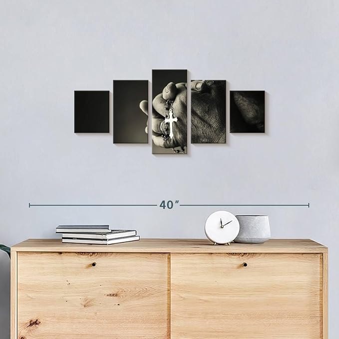 Elephant Stock Christian Prayer Canvas - 5 Panel Pictures Decor - Digital Design Canvas Print - Christian Wall Decor - 29" X 12"