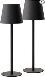 Versa LED Cordless USB-C Re-Chargeable Desk Lamp, 5200mAh Battery Operated 3 Color Temperature 2700K-3000K-3500K and Fingertip Touch On/Off Plus Dimming Two 5in Adj Height Stems in Black (Pack of 2)
