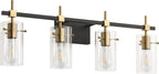 SOLFART Farmhouse Brass Bathroom Vanity Lights fixtures Over Mirror Vintage Bathroom Lighting Wall Sconce with Glass Shade 4 Lights