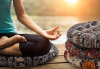 Boho Square Floor Seat Pillows Cushions 22" x 22", Soft Cotton Linen Bohemian Yoga Mandala Meditation Pouf Tatami Floor Pillow Cushion for Living Room Adults & Kids Casual Reading Nooks,Flowers Green