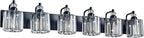 6-Light Black Bathroom Light Fixtures Over Mirror Modern Vanity Lights Crystal Wall Sconce Vintage Bathroom Lighting with Crystal Shade E26 Base for Bedroom, Living Room, Hallway