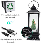 Eldnacele 12" Christmas Musical Snow Globe Lantern USB Lined Batteries Operated Water Glittering Lighted Lantern Santa Claus with 6H Timer Centerpiece (Santa Sleigh)