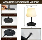 Waterproof Rechargeable Table Lamp - Portable Cordless Desk Lamp with 8 RGB Colors,4000mAh Outdoor Stepless Dimmable LED Night Light for Bedroom, Living Room,Camping Restaurant,Office (Black)