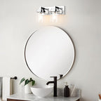 Vanity Light Fixture,2-Light Vanity Light for Bathroom,Matte Black Bathroom Vanity Lighting Over Mirror with Square Clear Glass Shade for Restroom