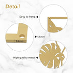 SIGNLEADER Metal Wall Art Decor Three Tropical Monsteras Leaf Minimalist Modern Abstract Wall Sculpture Hangings Home Decoration for Living Room, Bedroom, Bathroom, Kitchen, Outdoor - 18" Gold