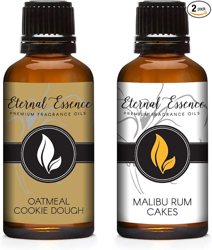 Eternal Essence Oils 2 Pack 30ml Premium Fragrance Oil - Malibu Rum Cupcakes & Oatmeal Cookie Dough - for Candle, Soap Making, Aromatherapy, Diffusers, Home Care, & Humidifiers