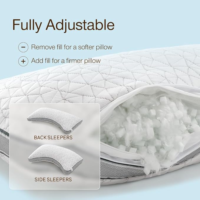 Coop Home Goods Eden Crescent Bed Pillow for Side & Back Sleepers, King Size, Adjustable Medium Soft Memory Foam Pillow with Cooling Gel & Ergonomic Crescent Shape, CertiPUR-US/GREENGUARD Gold