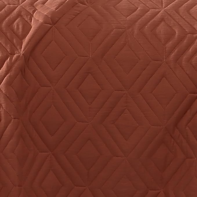 WRENSONGE Queen Quilt-3 Pieces Geometric Autumn Leaf Bedspreads Queen Size Quilt Bedding Set for All Seasons, Soft Summer Coverlet with 2 Pillow Shams Suitable for Bed, Couch, Quilted Blanket