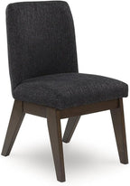 Signature Design by Ashley Kendamor Mid-Century Modern Upholstered Dining Chair with Solid Wood Frame and Bucket Design, Set of 2, Dark Brown