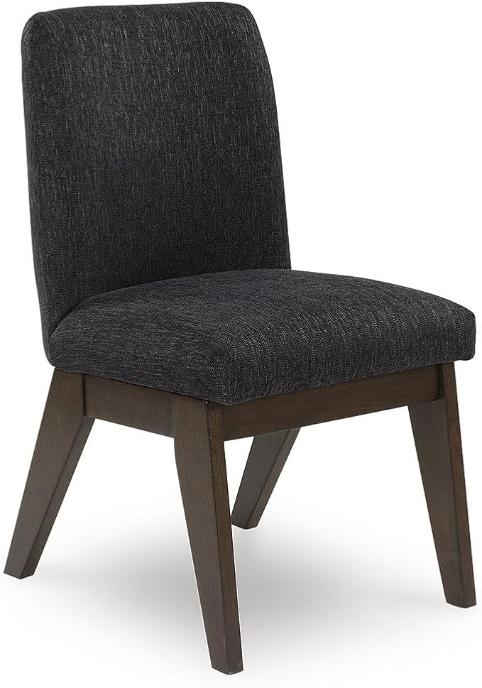 Signature Design by Ashley Kendamor Mid-Century Modern Upholstered Dining Chair with Solid Wood Frame and Bucket Design, Set of 2, Dark Brown