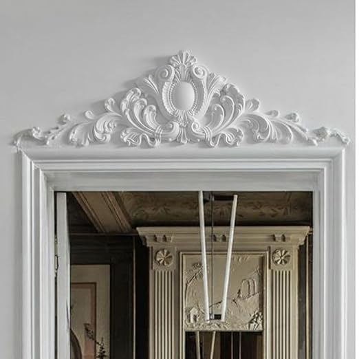 Sintuff 16" W x 47" H x 2" P Door Frame Molding Pediment Over Door Large PU Window Frame Decor French Country Decoration for Home Living Room Entryway Wall Art