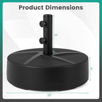 HAPPYGRILL Outdoor Umbrella Base 20", Patio Umbrella Weighted Base with 3 Adapters, 2 Adjustable Knobs, Refillable Reservoir for Water & Sand, Market Umbrella Stand for Poolside, Garden