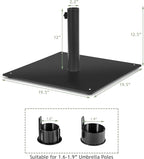 Tangkula 35 LBS Patio Umbrella Base, 20 Inches Heavy Duty Umbrella Stand, Square Umbrella Base w/Non-Slip Pads, Tightening Knob & 2 Adapters, Outdoor Umbrella Stand for Yard, Poolside, Garden (Black)