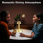 2 Pack Small Cordless Table Lamp, Battery Operated Gold Lamp for Restaurant Dinner Table, Rechargeable 3-Way Dimmable Touch Light Portable Metal Night Light for Bedside Dining Room Patio Bar Outdoor