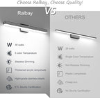 Ralbay Modern Black Bathroom Light Fixtures 5 Color Temperature Dimmable 31.5inch 30W Acrylic LED Black Bathroom Vanity Lighting Fixtures Over Mirror