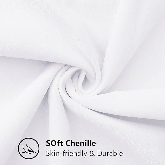 decorUhome Spring Chenille Soft Cozy Throw Pillow Covers 12x20 Set of 2, Modern Farmhouse Boho Velvet Decorative Pillow Cases with Stitched Edge for Couch Sofa Bed Home Decor, White