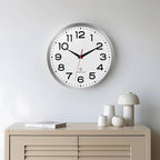 Atomic Wall Clock 14 Inch, Modern Clock Battery Operated Classic Analog Decorative for Kitchen, Living Room, Office, Bedroom, Bathroom (Silver)