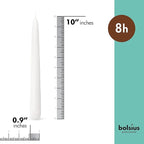 BOLSIUS Long White Taper Candles - Bulk Pack of 30 Count - 10-inch Unscented Household Candlesticks - Premium European Quality Wax - 8 Hour Long Burning Candles for Home Décor, Weddings & Parties