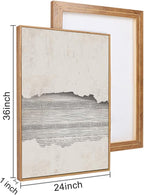 CHDITB Modern Abstract Canvas Wall Art, Neutral Framed Art Prints, Black Beige Large Wall Painting, Geometric Line Textured Minimalist Wall Decor For Living Room Bedroom Dining Room Office 24"x36"x3