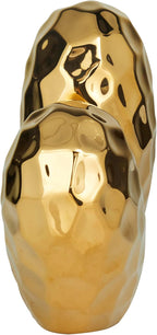 Deco 79 Porcelain Ceramic Heart Decorative Sculpture Dimensional Angled Origami Inspired Home Decor Statue, Accent Figurine 12" x 6" x 11", Gold