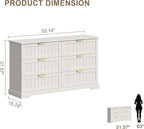 6 Wooden Drawer Dresser for Bedroom Storage, Modern Farmhouse Wood Chest of Drawers with Metal Handles, Wide Storage Cabinet for Closet, Living Room, or Entryway White