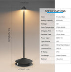 2-Pack 6000mAh Rechargeable Led Table Lamp Cordless,3000K-6000K Stepless Dimming Touch Lamps with Memory Function,IP54 Waterproof Aluminum Table Light for Outdoor/Bars/Restaurant/Patio(Black)