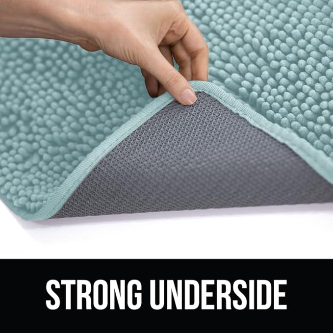 KANGAROO Bathroom Rugs, Chenille Soft Absorbent Bath Rug, Shaggy Shower Mat, Quick Dry Machine Wash Bathmat, Plush Carpet Mats for Tub, Bathtub and Room Home Decor Accessories, 42x24, Seafoam