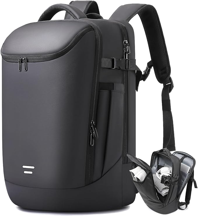 Travel Backpack for Men, Carry on Backpack Luggage 30L Flight Approved Water-resistant Lightweight Business Backpack Fits 17.3 Inch Laptop with Shoes Compartment, Black