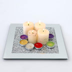 GIMORRTO Glass Mirrored Coaster 2 PC, Crushed Diamond Square Cup Mat 10" Decor on Tabletop for Bar Tools Dining Table