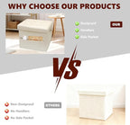 ALASDO Storage Ottoman Footrest Stool Small Ottoman with Storage Foldable Ottomans Foot Rest Footstool Bench for Living Room 17x13x13inches Beige