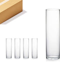 WGV Cylinder Vase Bulk, Width 7", Height 20", Clear Wide Large Diameter Flower Glassware, Floral Container, Planter Terrarium for Wedding Party Event, Home Accent Decor, 4 Pieces
