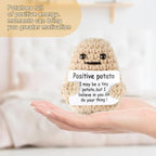 WASTIME Funny Knitted Wool Doll Toy with Positive Card - Creative Cute Mini Crochet Positive Potato Dolls Cheer Up Gift for Family Kids Friends Encouragement Decoration (Potato & Pineapple)