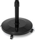 Patio Umbrella Base with 4 Wheels, 55lbs Round Heavy Duty Concrete Stand for Outdoor Market Umbrella, Black