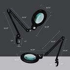 Neatfi XL Bifocal LED Magnifying Lamp – 7-Inch Acrylic Lens, 2.25x & 6X Magnification, 1,600 Lumens, Dimmable LED, Adjustable Arm, Hands-Free Close Work (Black, with Clamp)