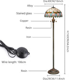 Tiffany Floor Lamp Pink Tulip Style Stained Glass Lamp Bright Lighting Rustic Standing Floor Lamp 16X16X64 Inches Vintage Unique Bronze Reading Corner Lamp for Home Decor Living Room Bedroom