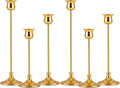 Metal Candle Holder Taper Candlestick Holders for Candle Sticks Vintage Candelabra for Halloween Thanksgiving Christmas (Gold, 2 Sets (6 pcs))