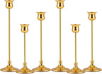Metal Candle Holder Taper Candlestick Holders for Candle Sticks Vintage Candelabra for Halloween Thanksgiving Christmas (Gold, 2 Sets (6 pcs))
