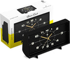 NEWGATE® Wideboy Alarm Clock | Rectangular Retro Design | Black | Mid Century dial | Ideal for Bedside, Desk, Mantel or Shelf | Retro Bedroom & Office Accessory