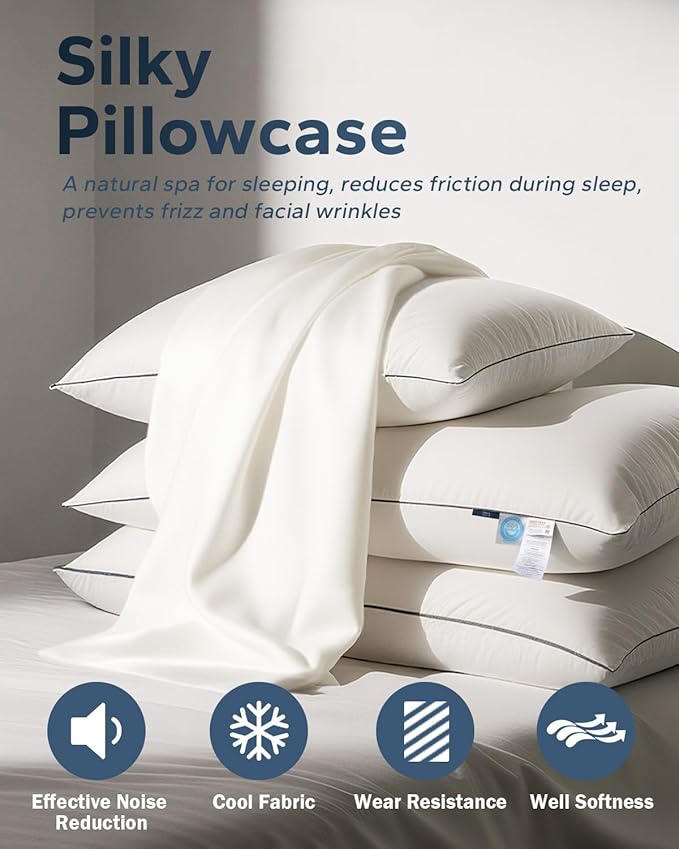 Goose Down Pillow for Sleeping, Hotel Quality 750 Fill Power Queen Size Pillow with Pillowcase - Bed Pillow for Master Bedroom, Support for Back, Side, Stomach Sleepers, 1 Pack, 20x30 Inch