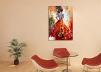 zoinart Hand Painted Abstract Vertical Canvas Wall Art 28x40 Inches Musical Girl Modern 3D Wall Paintings Framed Contemporary Art for Home Decorations Wall Decor Ready to Hang