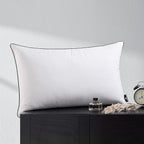 Flat Feather Down Pillows Pillows for Sleeping Queen Size Set of 1, Thin Hotel Pillow 1 Pack with Airyfil™ Fillings, Soft Bed Pillow for Stomach, Back Sleepers, Soft, 20×30 in.