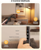 Light Floor Lamp 12000 Lux – UV-Free Full Spectrum LED Floor Lamp with 10 Brightness Levels, 5 Color Modes, 2 Setup Options, Adjustable Height, Remote & Timer for Reading, Bedroom, Office (Black)